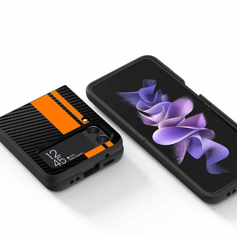 Чехол для мобильного телефона Samsung Galaxy Z Flip4 Flip3 5G черный чехол Z Flip 3 жесткий ПК роскошный чехол Zflip3 Funda Capa Car Carbon Fibre