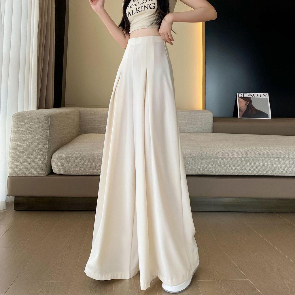 Women's High-Waist Wide-Leg Black Pants: Versatile, Loose Drape, Perfect for Spring and Autumn