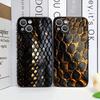 Креативный черный золотистый чехол для телефона с текстурой чешуи для iPhone 17 16 12 11 14 13 15 Pro Max Mini XS MAX XR 7 Plus Мягкая крышка