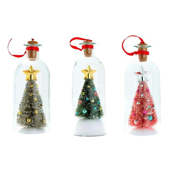 Сообщение в бутылке на елку, записываемое голосом, елочное украшение с воспроизведением, пробка, заснеженная сцена в бутылке, рождественские подарки для сувениров на вечеринку