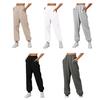 Women Pants High Elastic Waist Ankle-banded Solid Color Casual Soft Warm Pockets Loose Spring Fall Sweatpants Jogging Trousers