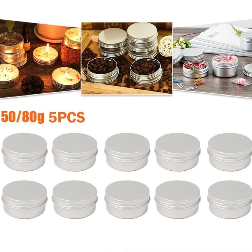 Новая круглая алюминиевая банка с завинчивающейся крышкой, вместимостью 50 мл, резьбовая алюминиевая коробка, вместимостью 80 мл, алюминиевый алюминиевый контейнер для свечей