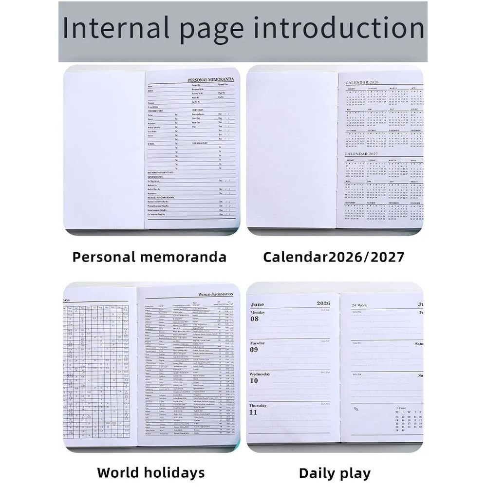 2 шт. Мини Портативный Планер А7 2026 Карманный Дневник Журнал Книга-Ежедневник Недельный Календарь