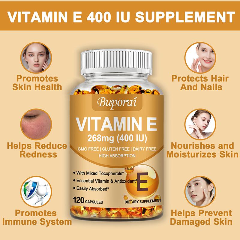 Buporai Vitamin E supplement is beneficial for skin health, facial health, and immunity.