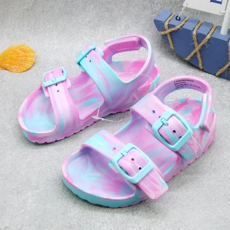 Детские летние сандалии Легкие Нескользящие EVA Сандалии для малышей Детские Пляжные Детские 2024 Новые Туфли с открытым носком для детей