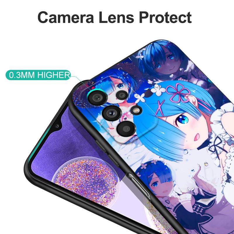 Black Tpu Case For Samsung Galaxy A50 50S A30S A10 A01 A11 A21S A31 A41 A51 A71 Cover Ram Rem Anime Cartoon