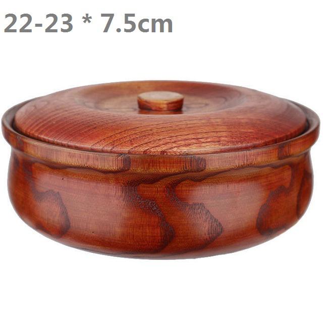 Solid Wooden Bowl with Lid Wooden Salad Bowl Reusable Serving Bowl for Salad, Fruits, Cereal, Soup, Rice, Everyday Use, Durable