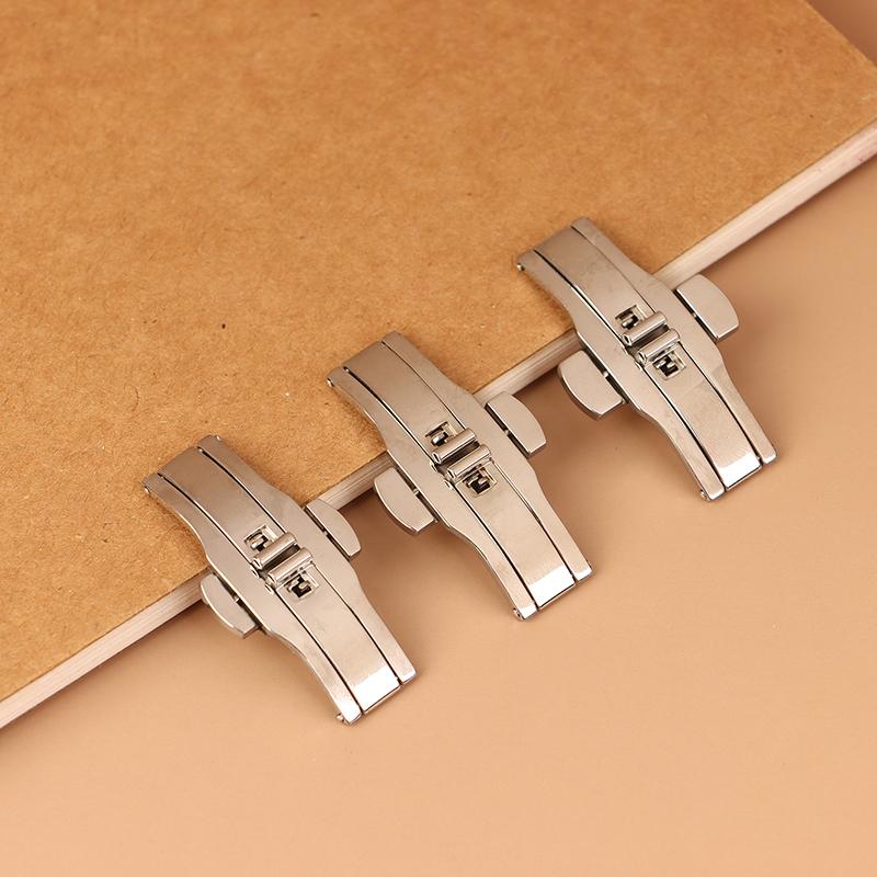 1 шт., нержавеющая сталь, застежка-бабочка, полированная кнопка, ремешок для часов, 15/17/19/21/23/25 мм, застежка для часов, аксессуары