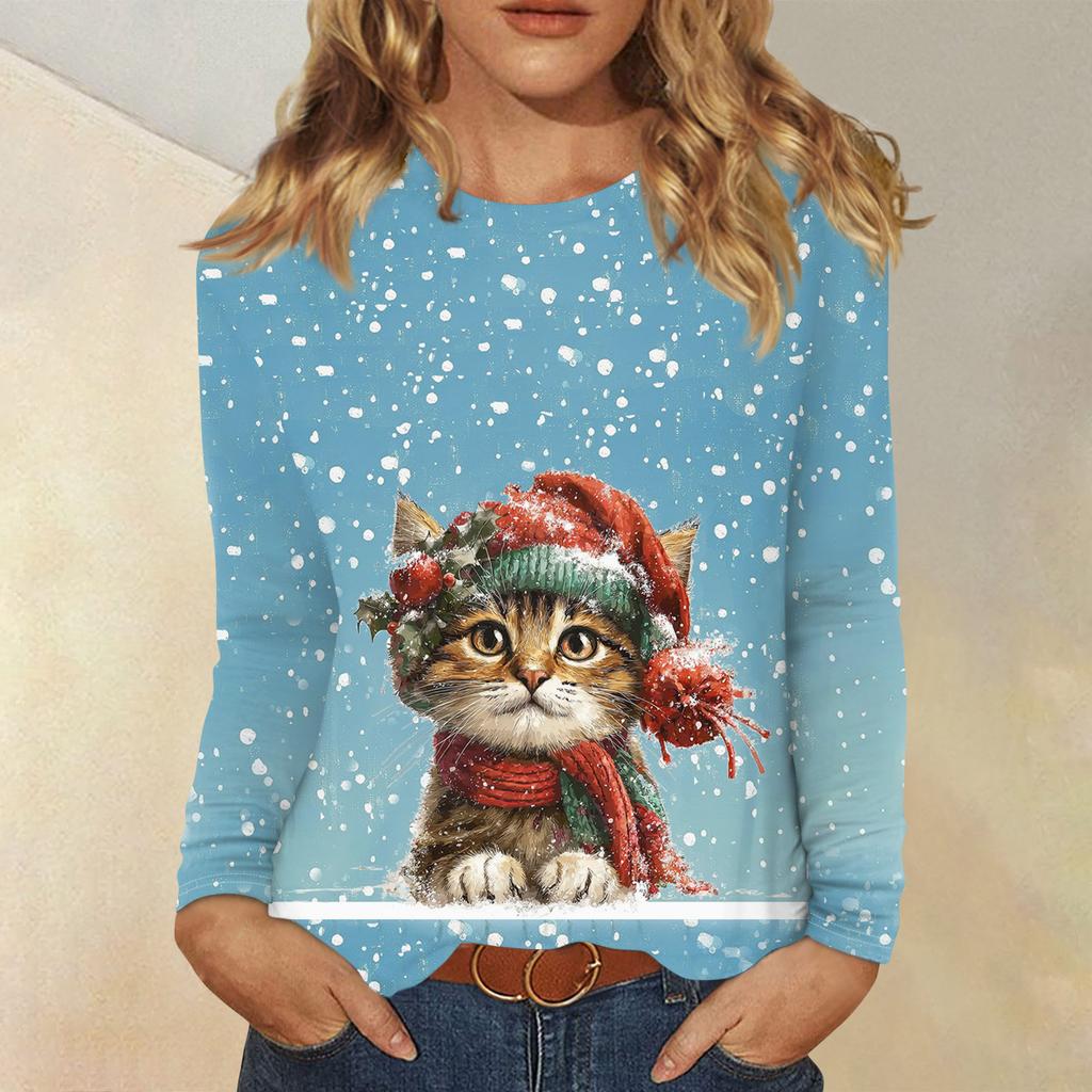 Рубашки с длинным рукавом для женщин, милые футболки с графическим принтом, блузки, повседневные базовые топы больших размеров, пуловеры