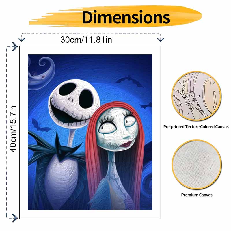 Disney oil painting Jack and Sally painting art handmade diy painting home decoration gift