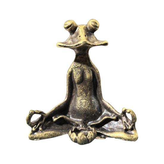 Медитирующая лягушка фигурка сплав мини статуэтка дзен лягушки ретро миниатюрная лягушка настольное украшение для дома офиса гостиной декорация