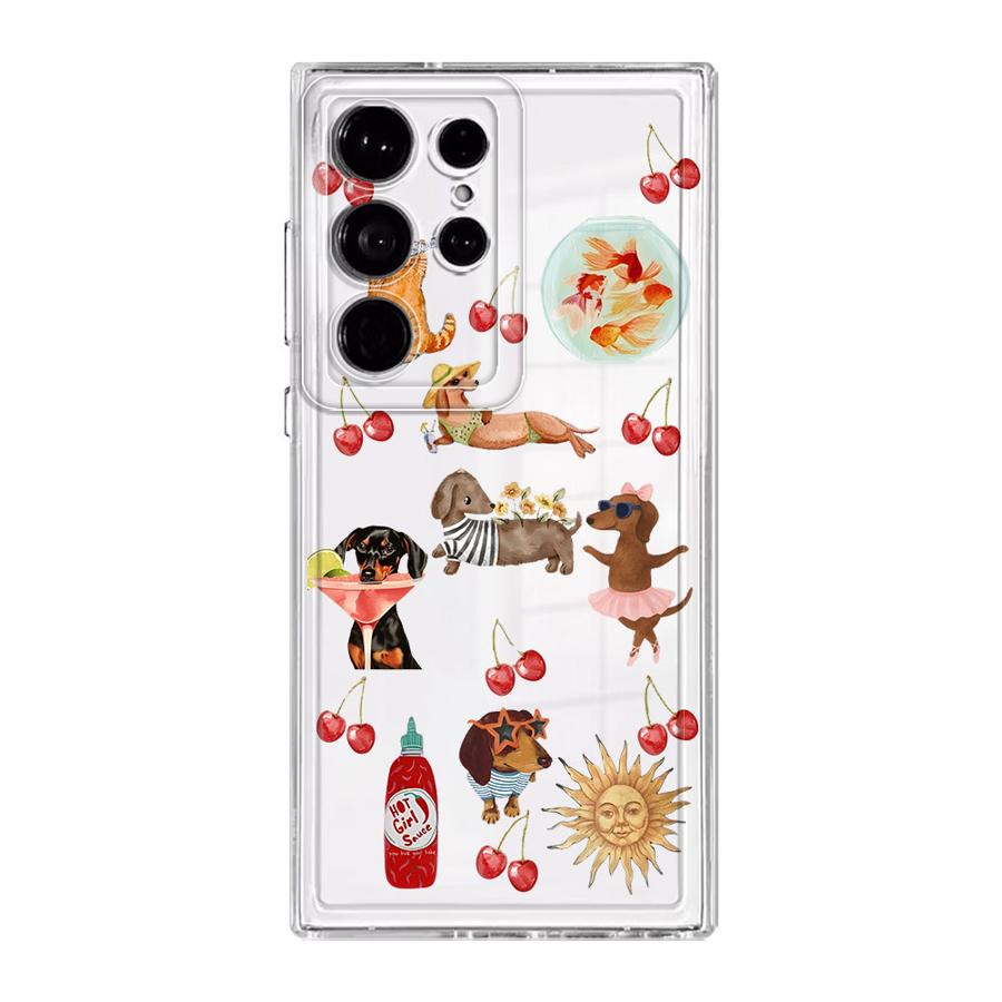 Чехол-накладка с мультяшными кошкой и собакой для Samsung Galaxy S26 S21 S22 FE Note 20 Ultra 10 S20 Plus S24 S23 Ultra S25 Edge