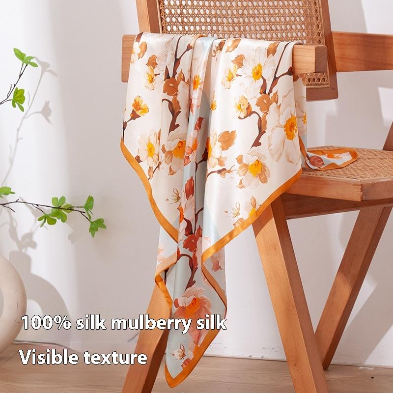 70 satin 100% silk square scarf double-sided two-color  premium versatile scarf