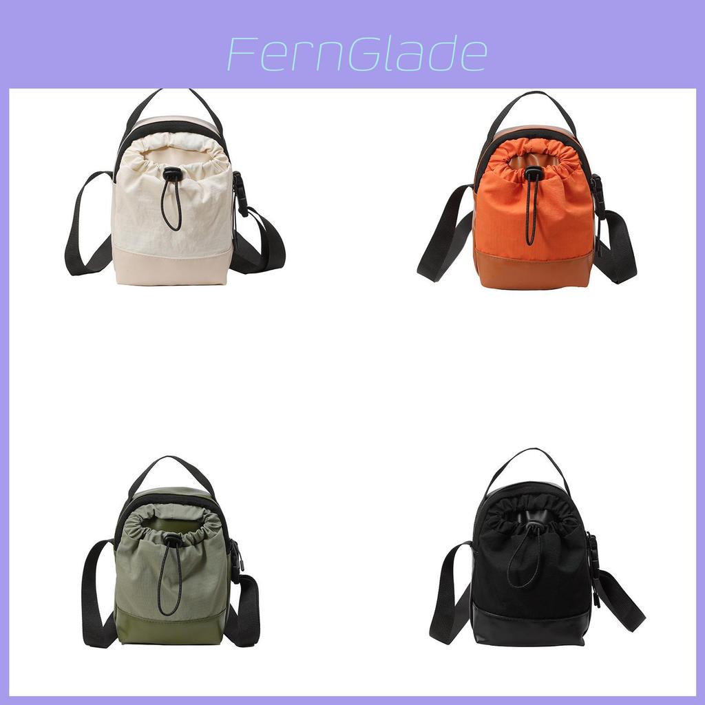 Simple Color Blocked Women Casual Drawstring Water Bottle Bag For Daily Use