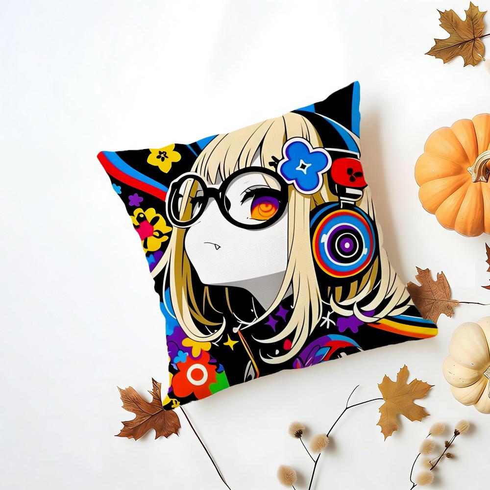 Fashion Pop Art Anime Street Graffiti Cushion Cover Washable Linen Pillowcase Soft  for Daily Sofa Bed Home Room Decor