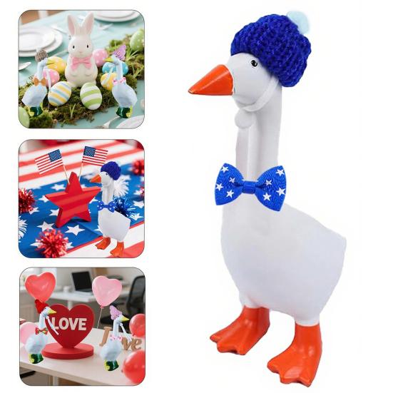 Рождественский наряд для настольного гуся, наряд для 7-дюймовой статуэтки гуся, 8 праздничных дизайнов, вязаная шапка и бант для дома, офиса, рабочего стола, праздничные украшения