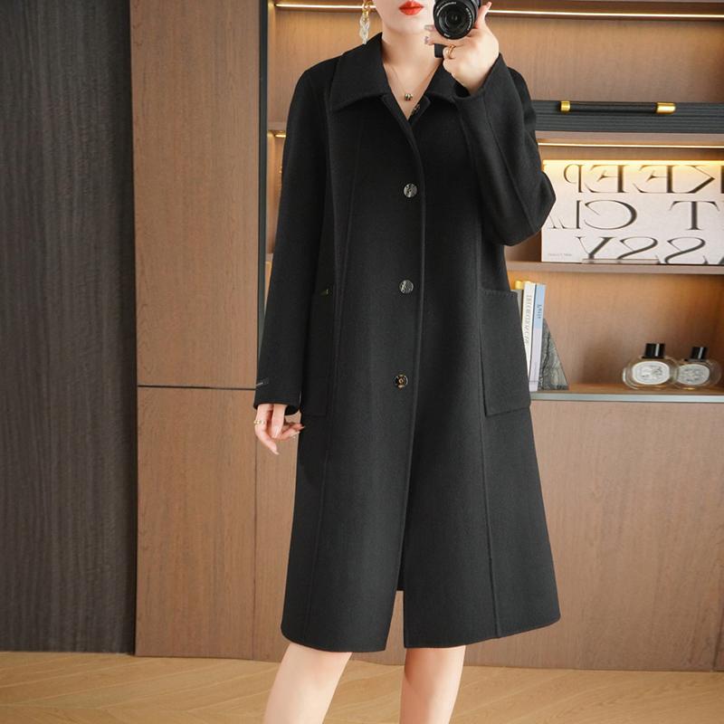 Женское пальто из 100% шерсти TIDENOVEL Осеннее шерстяное длинное пальто Ручной работы Пальто-бушлат Зимняя теплая шерстяная длинная куртка Пальто