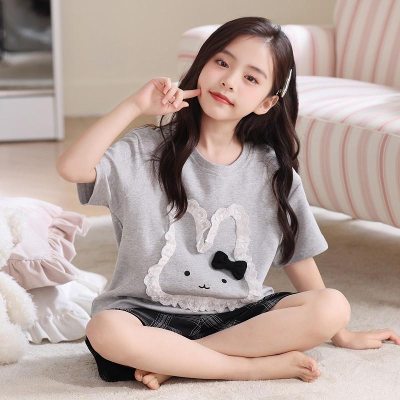 Girls Cotton Pajama Set Short Sleeveless Sleepwear Kids 8 Years Comfortable Breathable Nightwear