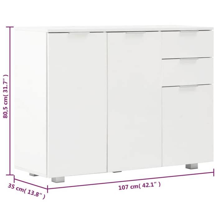 VidaXL Буфет Белый глянцевый 107x35x80,5 см 283718