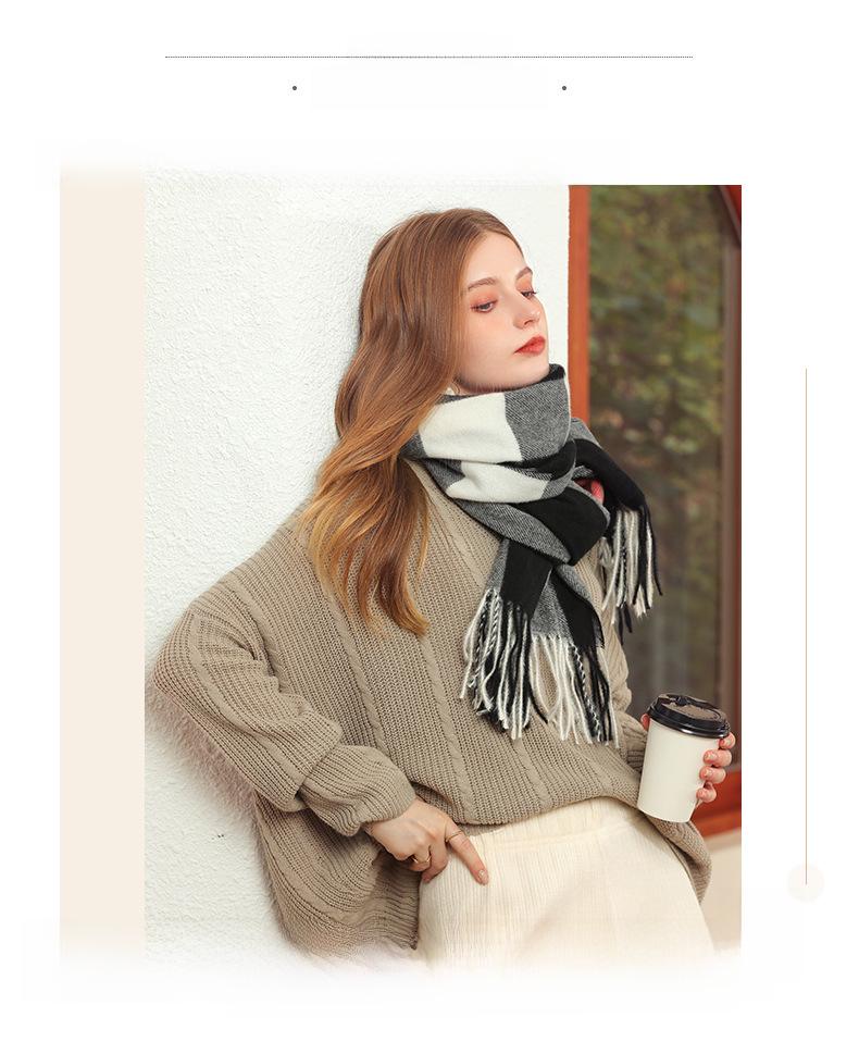 Женский шарф из искусственного кашемира в клетку, осень/зима - толстый, теплый, коллекция 2025 года