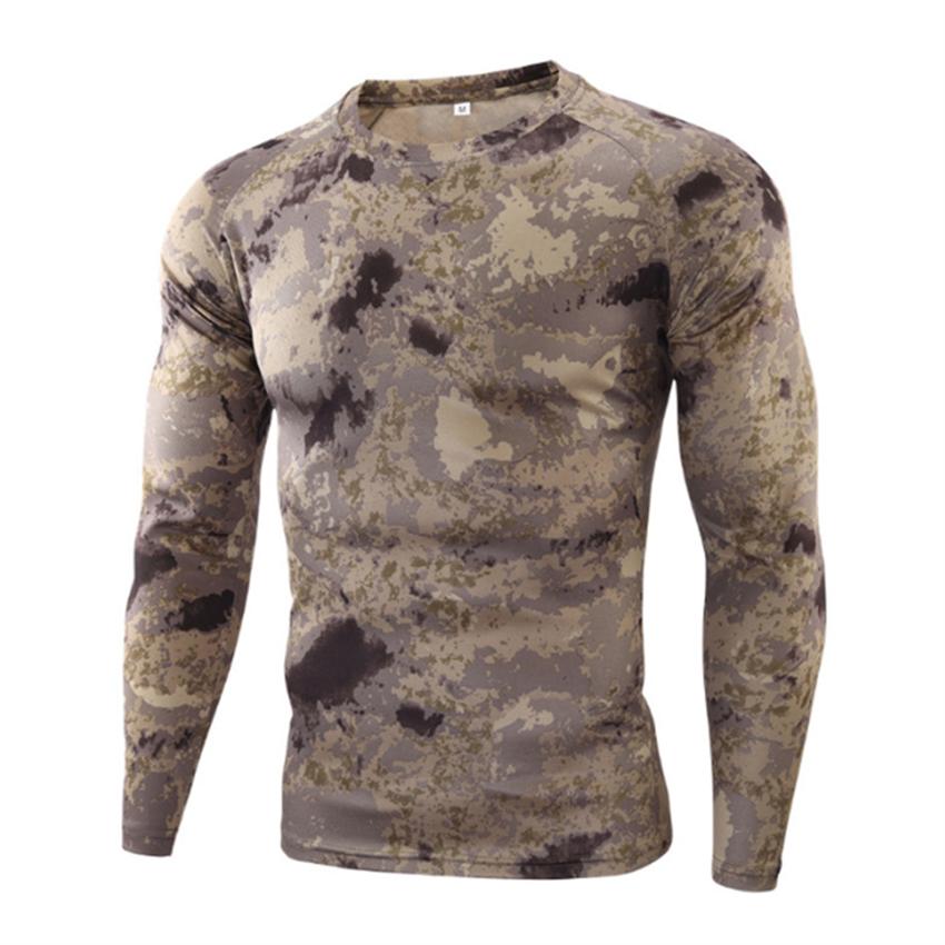 Spring and Autumn Outdoor Python Print 3D Jungle Camouflage Training Clothing Crewneck T Shirt Men's Loose Long Sleeves
