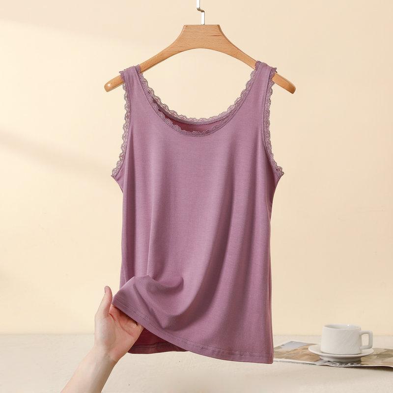 Большие размеры от L до 4XL Кружевные майки с круглым вырезом Женские кружевные комбинации Бралетты Повседневные для многослойного ношения Без рукавов Футболки