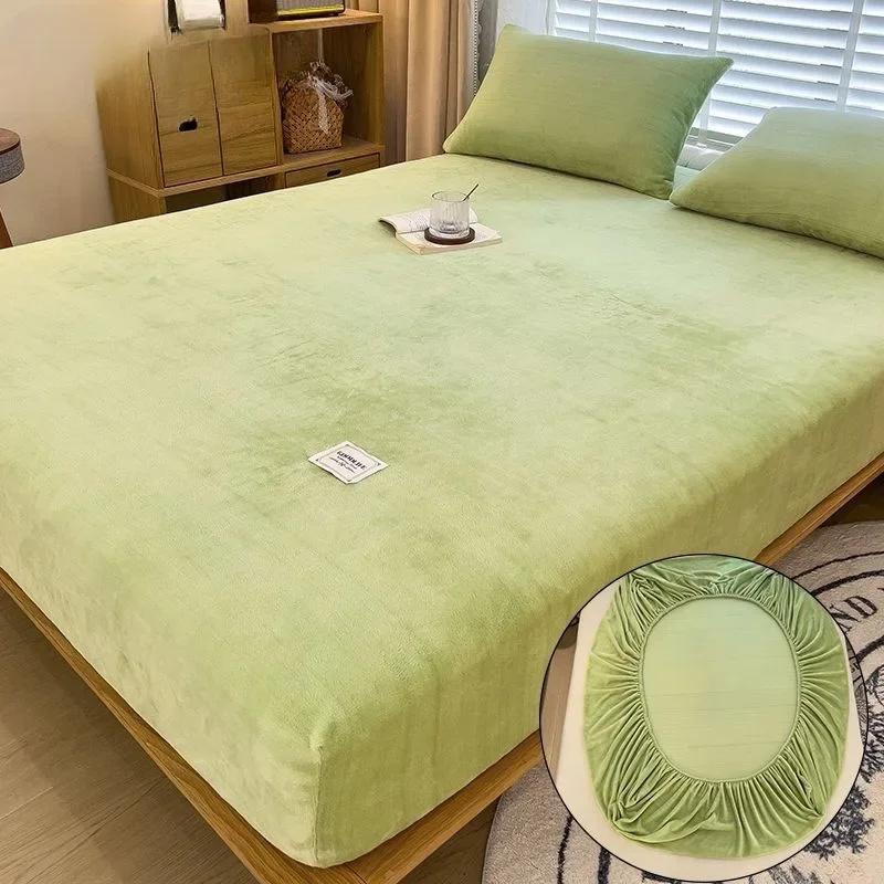 Мягкий теплый утолщенный бархатный наматрасник, защитная простыня, однотонный чехол для кровати, латексный коврик, наматрасники на кровать