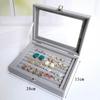 New Velvet Glass Ring Earring Jewelry Display Organizer Box Tray Holder Storage Case Amagi