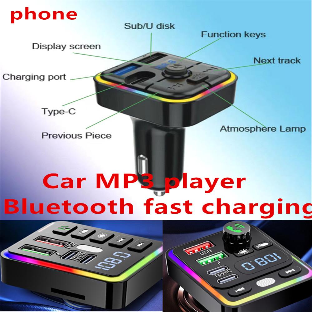 Автомобильный MP3 Bluetooth 5.0 FM-передатчик Двойной USB 3.1A PD Type-C Быстрая зарядка Цветная подсветка Салонные аксессуары Комплект плеера