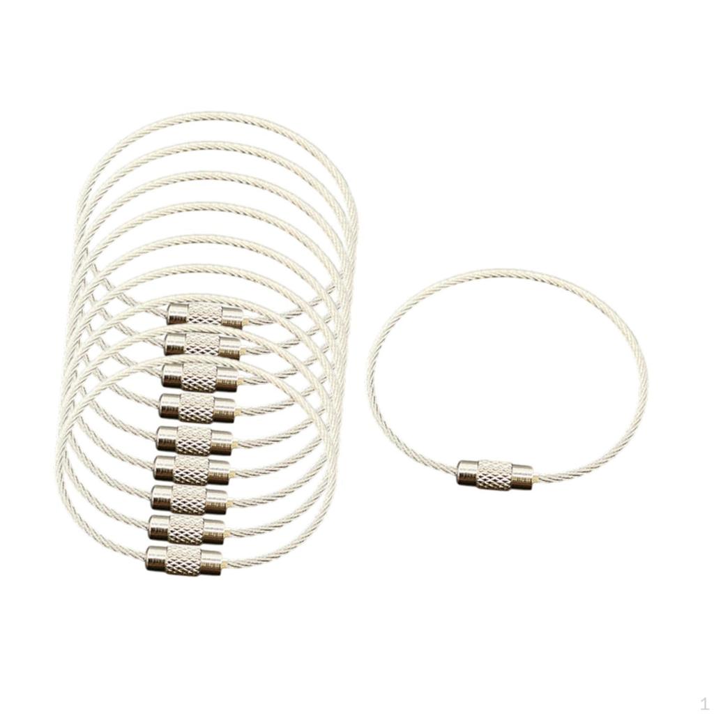 10Pcs Wire Keychain Cable Rings Steel Multifunctional for Keys
