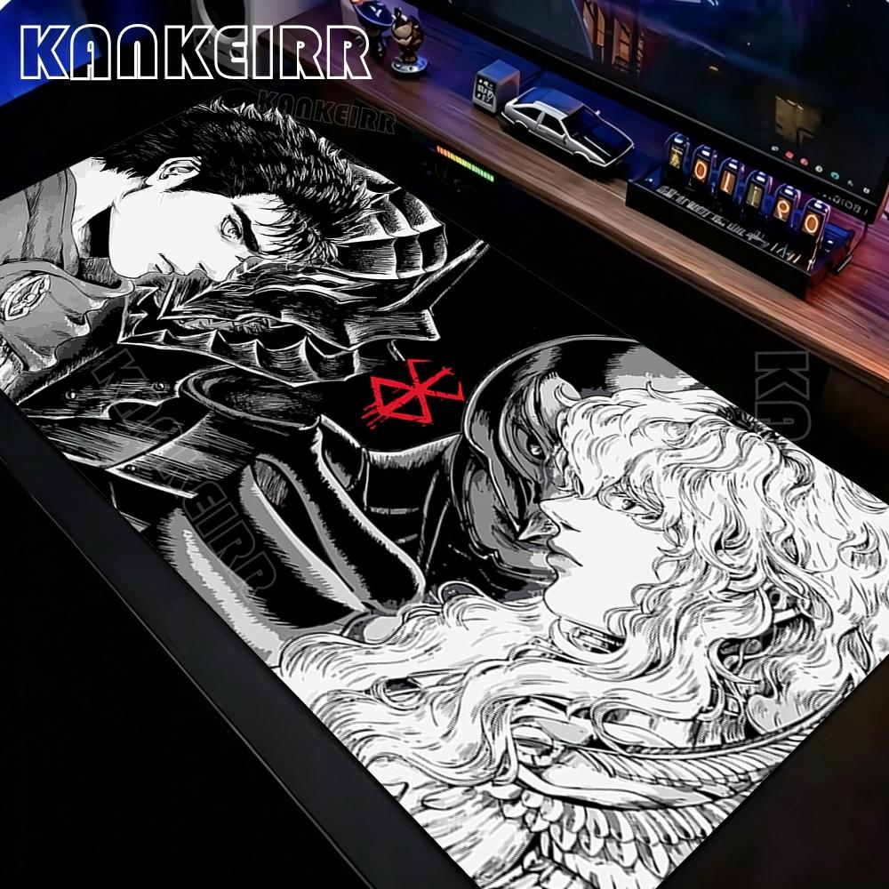 Black White Anime Mouse Pad Guts sword in Berserk Gamer Big Mouse Mat Computer Gaming Accessories Keyboard Laptop Mousepad