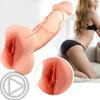 2 In 1 Realistic Dildo Anal Hollow Penis Enlarger Sleeve Pussy Soft Male Masturbator for Men Women Adult Sex Toy for Couples
