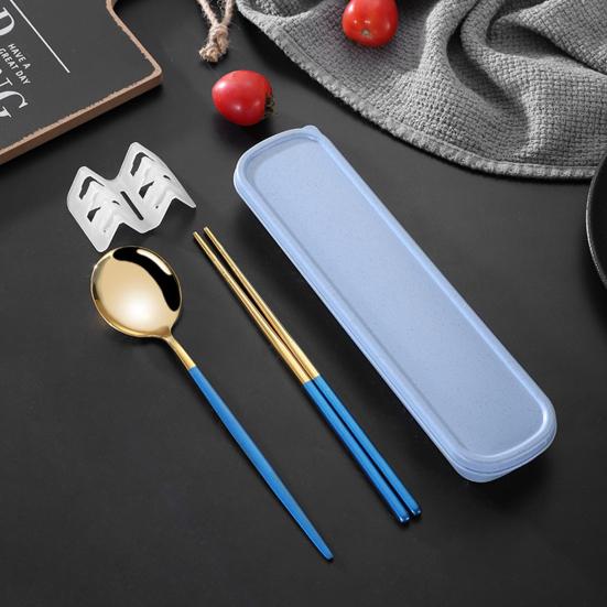 Набор столовых приборов в корейском стиле, пыленепроницаемые палочки для еды из нержавеющей стали, вилка, ложка, обеденный набор
