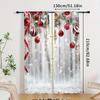 2pcs Set Christmas Curtains - Snowflake & Tree Design, Rod Pocket, Semi-Sheer Polyester Drapes for Living Room, Bedroom, Kitchen
