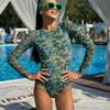 Swimsuit Women's Hot-selling Multi-color Mesh Sunscreen One-piece Swimsuit Fresh and Sexy Long-sleeved Sunscreen Swimsuit