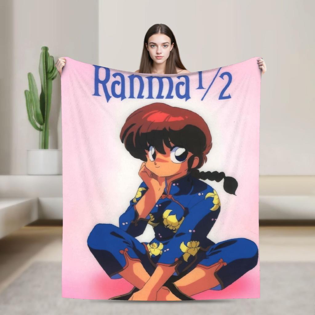 Akane Tendo Ranma 1/2 Blanket Flannel Textile Decor Multifunction Warm Throw Blankets for Sofa Bedroom Plush Thin Quilt