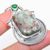 Ruby In Fuchsite, Diopside Ethnic 925 Sterling Silver Jewelry Pendant 2.29" O5S88