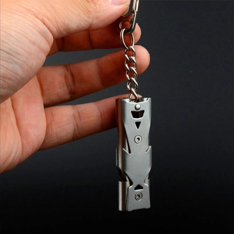 High Decibel Outdoor Life-Saving Emergency Whistles Stainless Steel Portable Keychain Pipe Urgency Survival Multifunction Tool