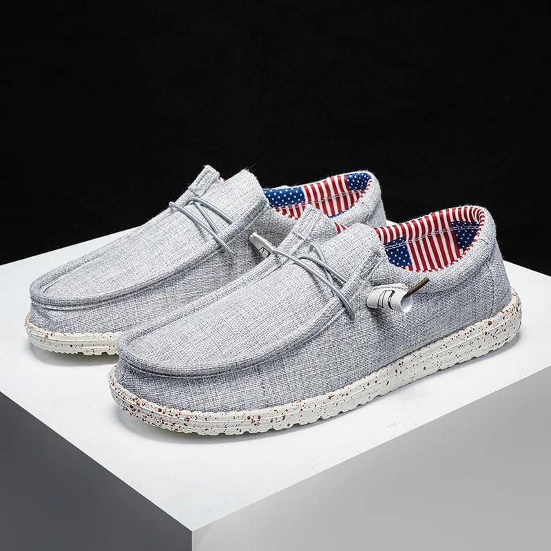 Мужские большие легкие туфли Lefu 2024, новая корейская версия, повседневные дышащие туфли на плоской подошве, удобные ленивые парусиновые туфли для мужчин Zapatos