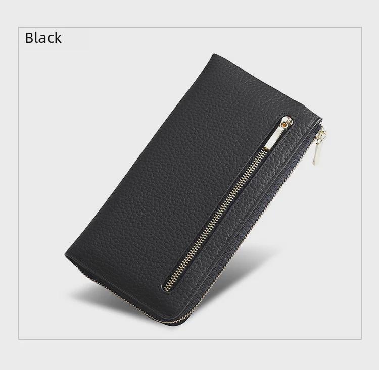 Women's Genuine Leather RFID Wallet with Multi-Card Slots & Zippered Coin Purse