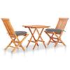 Day and Night - Day and Night Bistro Set 3 Pieces Solid Teak Wood with Gray Cushions