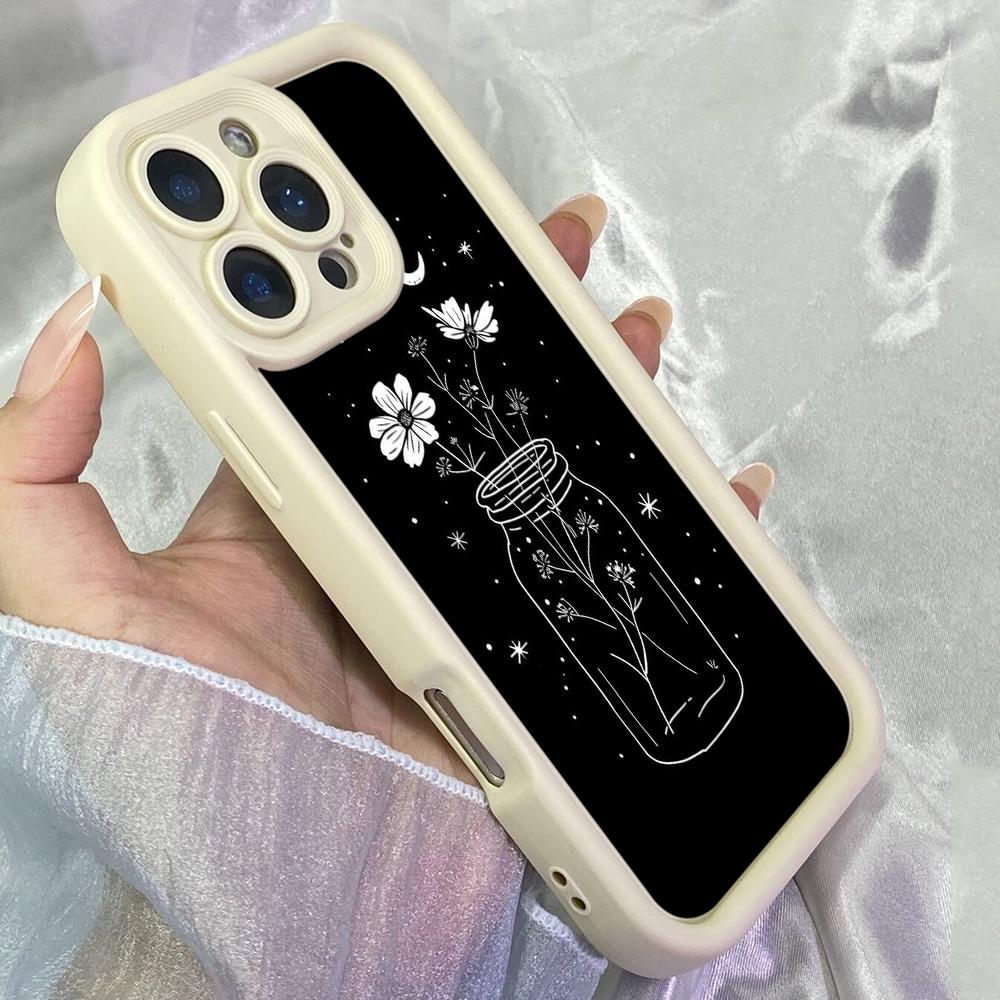 JT93 черно-белый арт рисунок линия для iPhone 17 16 15 14 Pro Max Samsung S26 S25 S24 Ultra A17 A16 A07 A56 A06 Xiaomi 15T Redmi 14C 15c Мягкий чехол из ТПУ