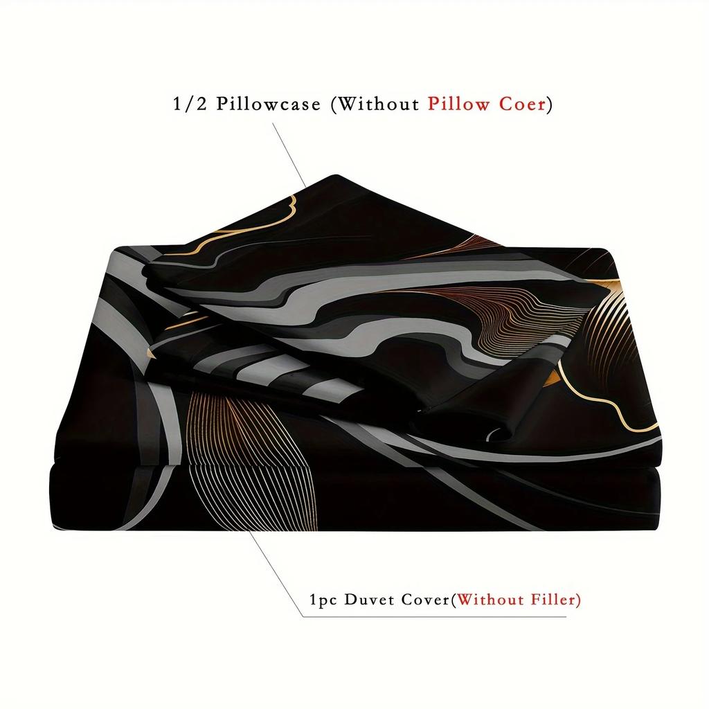 Современный Роскошный Черно-Золотой Постельный Комплект с Цветочным Принтом, Мягкий Удобный Пододеяльник, Для Спальни, Гостевой Комнаты