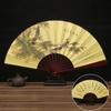Wooden Handle 33.33CM Folding Fan Chinese Vintage Style Large Silk Fan Classical Hand Fan