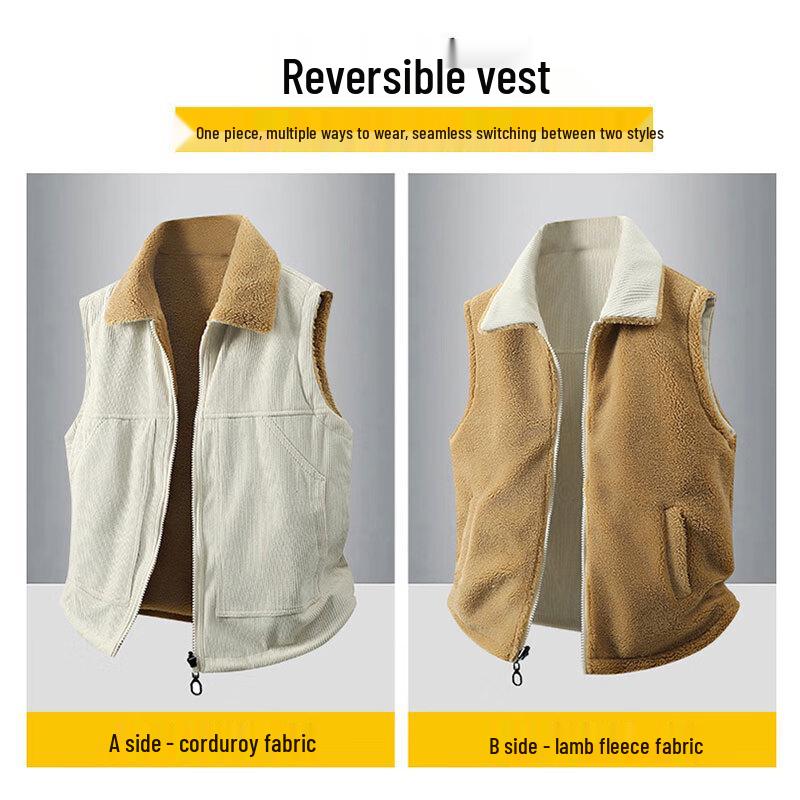 EASTERN CAMEL Men's Winter Reversible Sherpa Vest