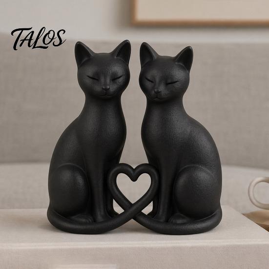 Декоративная фигурка кошки, 3D-печатная фигурка пары, Минималистичная скульптура в форме сердца, С вырезанным в форме сердца дизайном, Романтические украшения для дома
