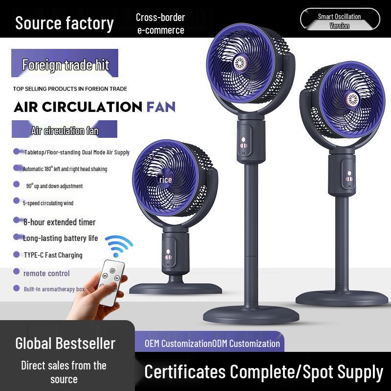 Smart Air Circulation Oscillating Fan: Retractable & Portable for Home and Outdoor Use
