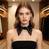 Стильный остроконечный лацкан в панк-стиле, съемный воротник-чокер из искусственной кожи с заклепками для женщин, регулируемый, крутой