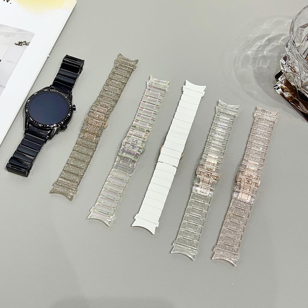 Ремешок для часов с блестками, пластиковый ремешок для Samsung Galaxy Watch 5/4, 40 мм, 44 мм, Watch5 Pro, 45 мм, Watch4, классический, 20/22 мм, Samartwatch, прозрачный ремешок