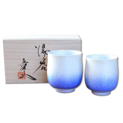 Чашка для горячей воды Arita ware деревянная подарочная коробка, которая будет отличной в качестве воды Baba Maemon Hasami, изготовленная в Саге, керамическая пара, подарок, капли, окрашенные индиго, обожженная в печи,